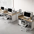 Modern Office Workstations With Partitioned Desks Computers And Ergonomic Chairs 3d model