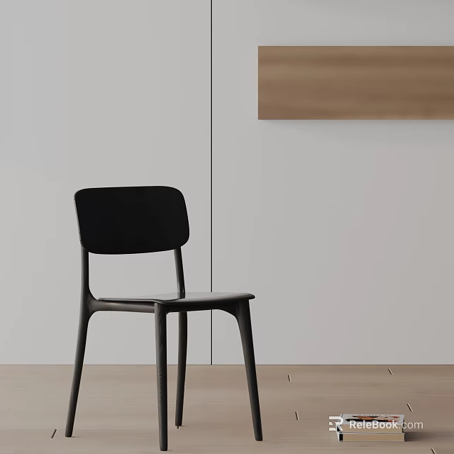 Modern Black Leisure Chair Against White Wall In Minimalist Interior With Light Floor 3d model 
