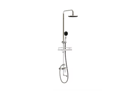Modern Chrome Shower System with Overhead Head Handheld Sprayer and Adjustable Rod 3d model