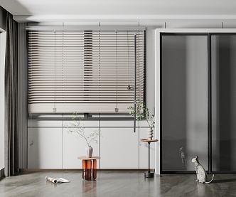 Modern venetian blinds door and window combination 3d model