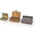 Vintage Decorative Storage Boxes with Brass Wooden and Patterned Metal Designs