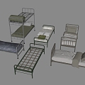 Modern bed iron frame bed 3d model