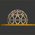 Geometric Sphere Structure With Yellow White Frame On Green Circular Orange Edge Base 3d model