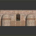 Traditional Stone Residential Building With Central Entrance Staircase And Two Side Dome Structures