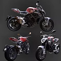 Modern Sporty Red Black Silver Motorcycles With Different Angles And Sleek Body Lines