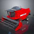 Red Combine Harvester With Front Cutting Header And Cab Agricultural Machinery