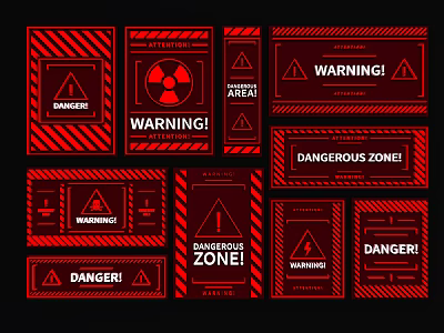 Red Warning Danger Sign Decorative Hanging Decor Pieces With Symbols 3d model