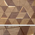 Wooden Wall Paneling Interior Design With Geometric Pattern And Light Dark Tones