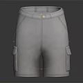 Gray Cargo Shorts With Multiple Pockets And Front Button Closure For Casual Wear 3d model