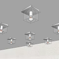 Multiple Square Frame Ceiling Lights With Transparent Shades Installed On Ceiling 3d model