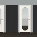 Modern Swing Doors With White Black Frames Arched Glass And Golden Handles