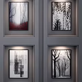 Modern Abstract Painting Hanging Picture Combination 3d model