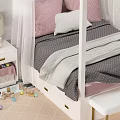 White Four Poster Double Bed with Pink Pillows Gray Blanket and Bench in Gray Bedroom