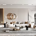 Modern Luxury Living Room With Sofa Coffee Table Sculpture And Lighting