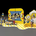 Minions Themed Study Tour Box Interactive Area With Yellow Blue Decor And Figures 3d model