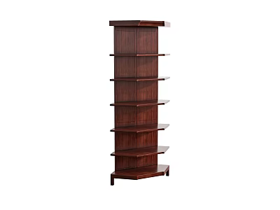 Tall Dark Brown Wooden Bookcase With Multiple Open Shelves For Storage 3d model