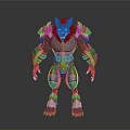 Muscular Wolf Warrior Figure With Black Gold Blue Armor And Sharp Claws