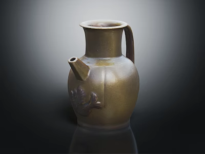 Vintage Handcrafted Ceramic Jug With Carved Floral Pattern For Home Decor 3d model