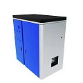 Blue And White Cabinet With Black Top And Storage Compartments 3d model