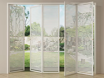 Modern folding door cream shutter sliding door cream partition door cream gate 3d model