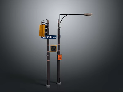 Modern Outdoor Street Light With Metal Pole For Urban Road Illumination 3d model