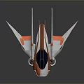 Futuristic Orange And White Winged Vehicle Model With Streamlined Body Transparent Cockpit And Wheels