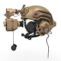Tactical Military Helmet With Night Vision Device And Communication Headset 3d model