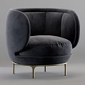 Comfortable Navy Blue Velvet Accent Chair Rounded Back Armrests Gold Metal Legs Modern Design