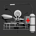 Advanced Medical Emergency Equipment With Red Cross Oxygen Cylinders And Control Panel