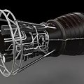 Detailed Cylindrical Rocket Engine Component With Metal Pipes Framework And Mechanical Parts