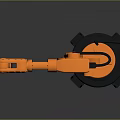 Orange Industrial Robotic Arm With Mechanical Claw And Black Stable Base Structure 3d model