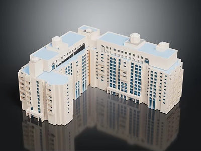 Modern Multi Story Apartment Building With Light Colored Facade And Window Arrangements 3d model