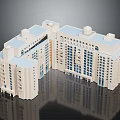 Modern Multi Story Apartment Building With Light Colored Facade And Window Arrangements 3d model