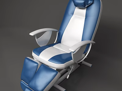 Blue And White Leather Massage Chair With Comfortable Backrest Armrest And Leg Support 3d model
