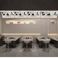 Modern Stylish Hair Salon Interior With Starry Ceiling And Comfortable Professional Hair Washing Workstations