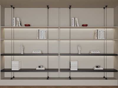 bookshelf bookcase book ornaments 3d model