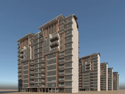 Modern High Rise Residential Buildings With Balconies And Glass Exterior Design 3d model