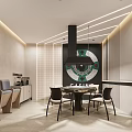 Hotel Mahjong Room Elegant Modern Interior With Round Mahjong Table Comfortable Chairs And Bar Counter