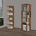Modern Wooden Bookshelves With Open Shelves And Stacked Books In Room
