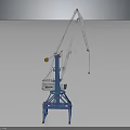 Industrial Tower Crane With Blue Base White Boom And Yellow Hook 3d model