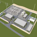 Industrial Factory Complex Featuring Building Structures Power Facilities And Surrounding Layout 3d model