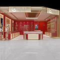 China Gold Retail Store with Red and Gold Interior and Jewelry Display Cases