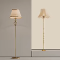 Elegant Floor Lamps With Pleated And Petal Shaped Shades On Golden Stands