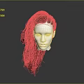 Character White Head Model with Long Red Hair and Braided Hairstyle