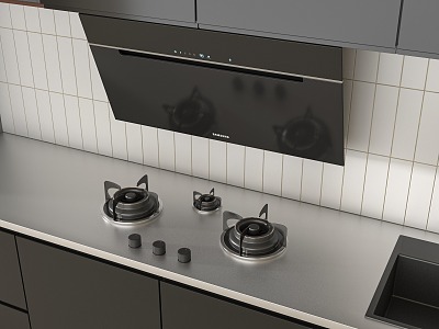 Stove embedded gas stove invisible gas stove range hood 3d model