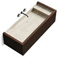 Modern Wall Mounted Washbasin With Dark Brown Black Wooden Cabinet And Marble Countertop