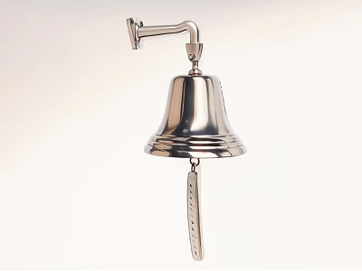Stylish Metallic Decorative Ornament Set With Curved Bracket Bell And Hanging Strip 3d model