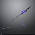 Glowing Blue Decorated Sword with Slim Blade and Intricate Hilt Patterns