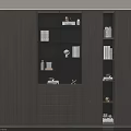 Modern Wooden Bookcase Design With Open Shelves Drawers And Decorative Items