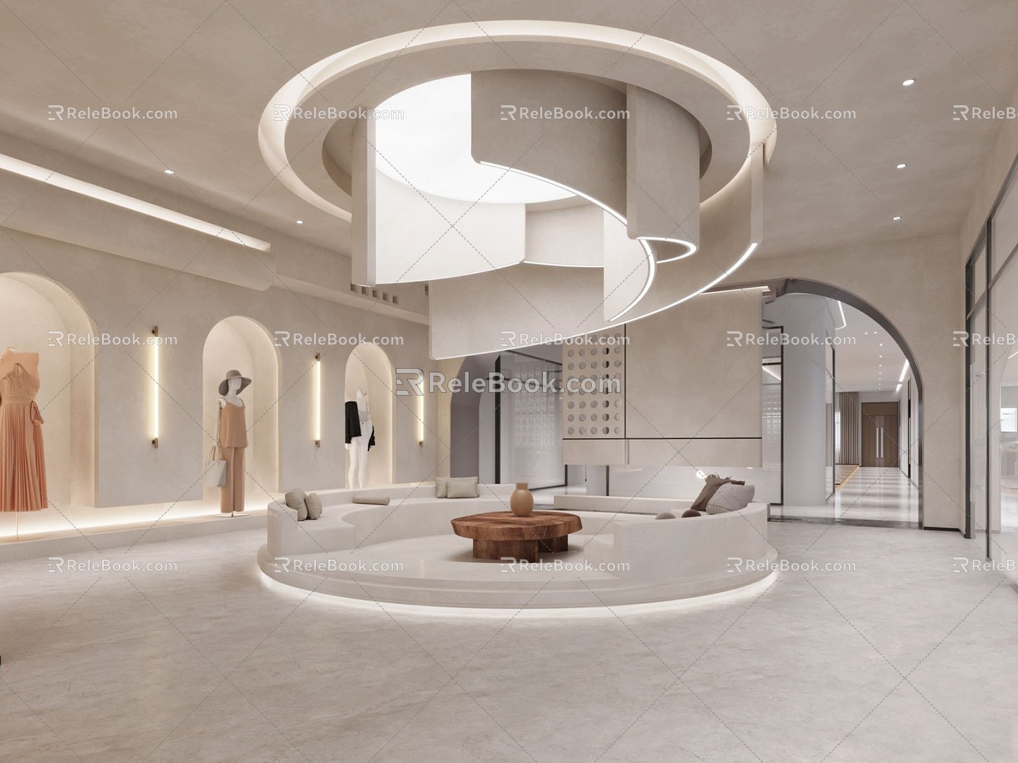 Quiet Wind Company Lobby Rest Area Front Desk Elevator Hall Office Hall Public Office Round Ceiling 3d model